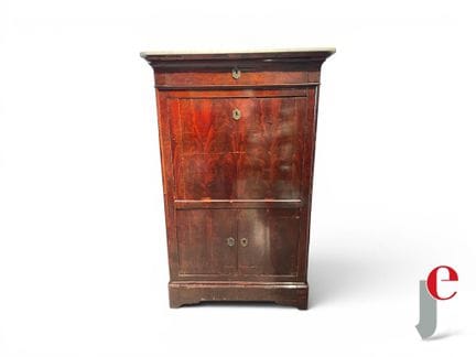 SECRETARY DESK in mahogany veneer and white marble