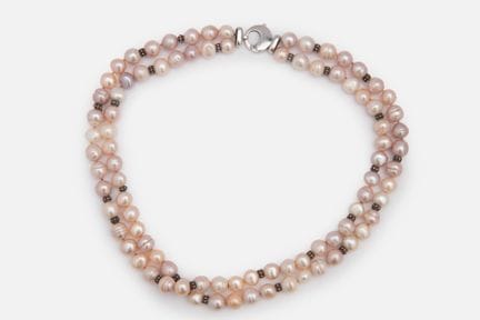 COLLIER DEUX RANGS de perles de culture d'eau douc