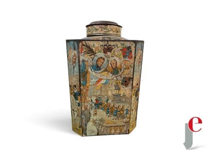 VASO DA TÈ da negozio in lamiera litografata con d