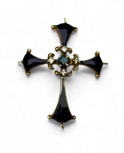 CROIX EMAILLÉE DE BLEU ROI TRANSPARENT en or jaune