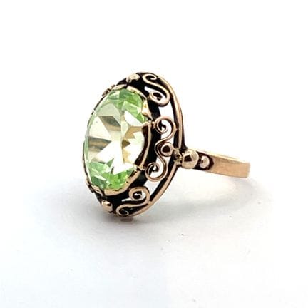 BAGUE en or jaune 14k (585 millièmes) ornée d'une 