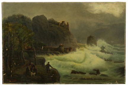 L.LAUSSOT（19-20世纪）。风暴中的汹涌大海。布面油画。左下角有签名。
无画框
约48.5