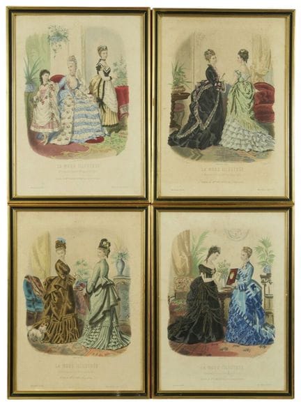 La Mode Illustrée. Set of 4 prints:
- Outfits of M