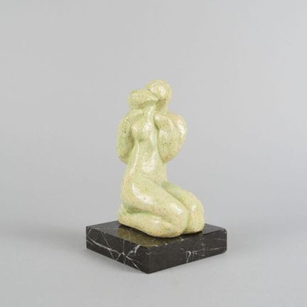 20th-century school. Embraced couple. Ceramic scul