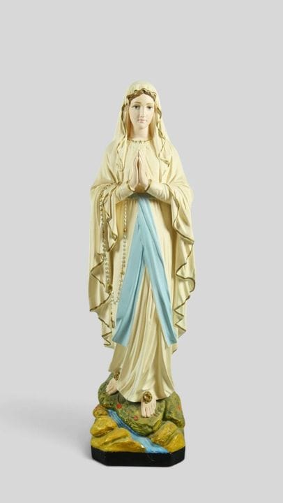Grande statua in gesso policromo raffigurante la V