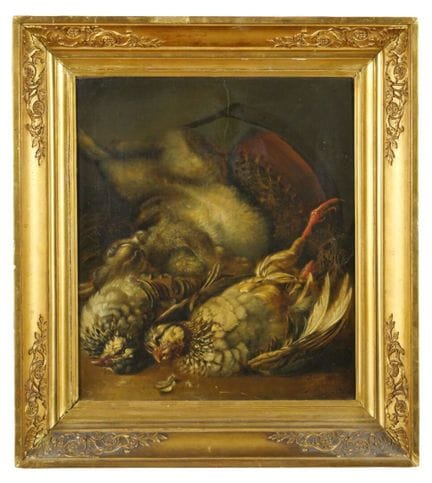 乔安尼斯·埃斯曼（1793-1847）。《猎物静物》。布面油画。右下角签名并标注1822年。已装裱。