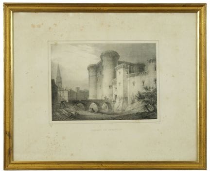 Tarascon Castle. Print. "Châteaux de France" embos