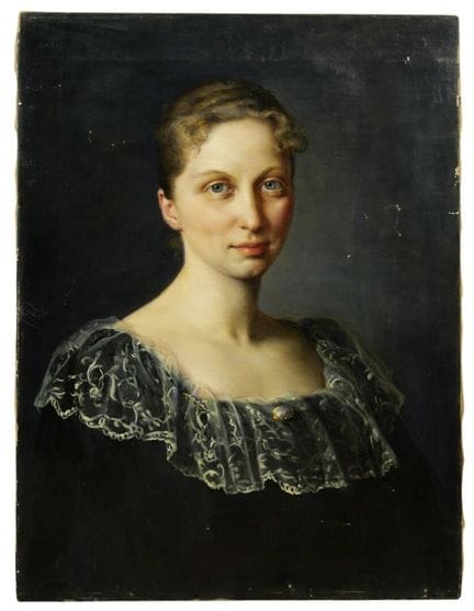 卢多维卡·托纳姆（Ludovica THORNAM，1853-1896）。《年轻女士肖像》。布面油画