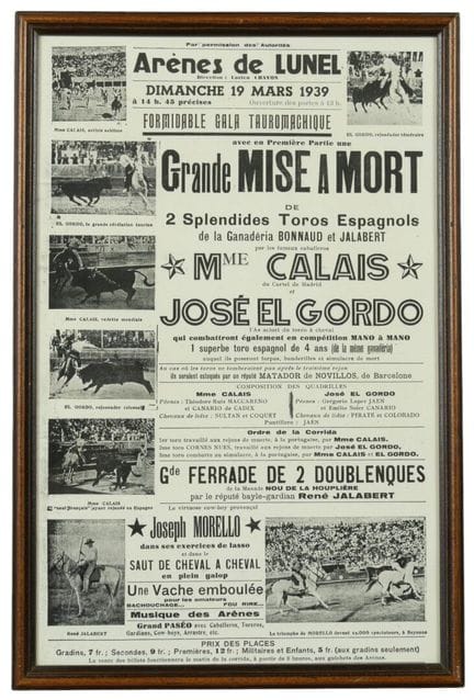 Stampa "Arene di Lunel, domenica 19 marzo 1939". 
