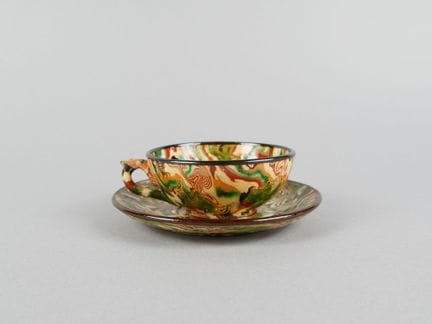 PICHON. Cup and saucer made of mixed clays.
(Signs