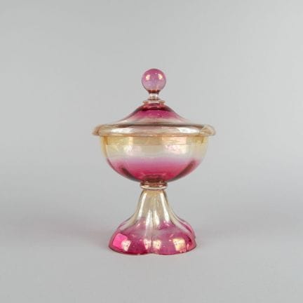 Glass candy dish or covered bowl decorated with a 