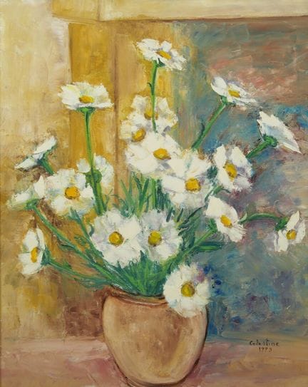 塞莱斯廷·戈农（1919-2009）。《雏菊花束》。布面油画。右下角签名并标注1993年。
画框
约