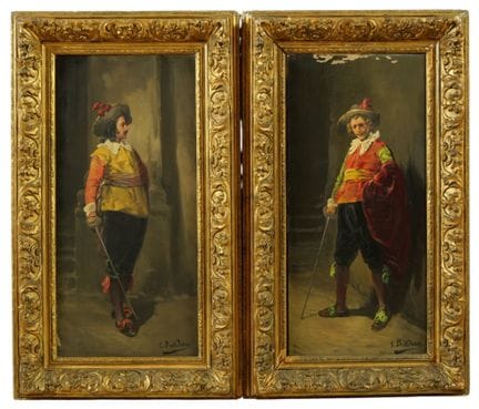 S. BALDEROS（19世纪-20世纪）。《火枪手》。两幅布面油画。右下角有签名。
画框
约61