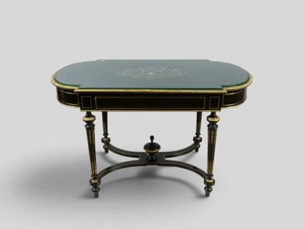 Table de milieu à décroché et coins arrondis en bo