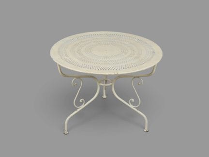 Table basse tripode de jardin en métal laqué blanc