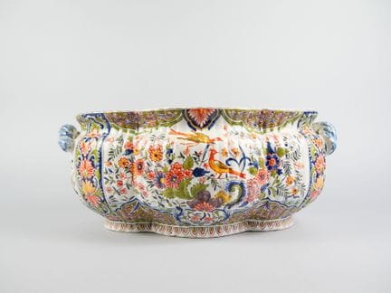 DESVRES
Grande jardinière en faïence émaillée à pa