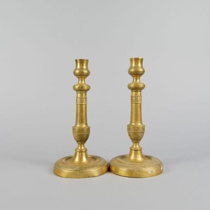 Pair of 19th-century-style gilded metal candlestic