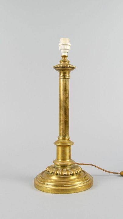 Gold-plated metal lamp base.
Height: approximately