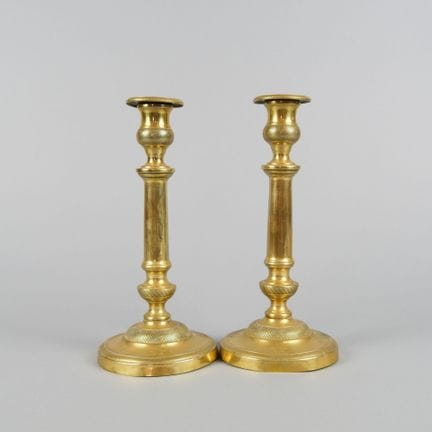Pair of 19th-century-style gilded metal candlestic