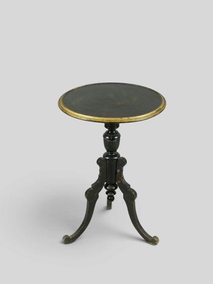 Napoleon III-style blackened wood tripod side tabl