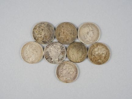 8 Coins:
- 6 coins. Bar. Emperor Napoleon III. 5 f