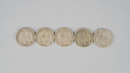 5 Coins. Vittorio Emanuele II. 5 Lire. 1872, 1874 