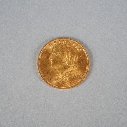1 Gold coin. Helvetia. 20 Francs. 1947. 
Weight: 6