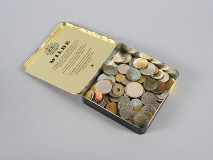 Set of coins, including one silver coin (French Re