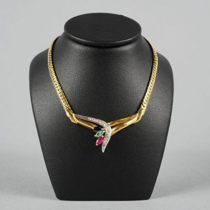 Collana a maglia inglese in oro giallo e grigio 18