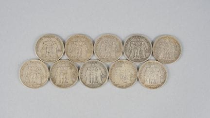 10 coins. Dupré. Hercules. 5 francs. 1849 (x2), 18