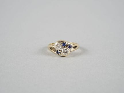 Anello in stile "toi et moi" in oro 18 carati (750