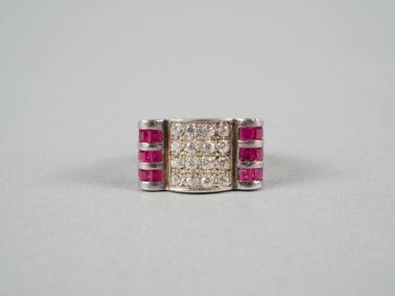 Anello in stile Tank in argento 925, impreziosito 