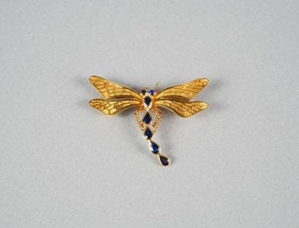 Libellenbrosche im Jugendstil aus 18 Karat Gelbgol