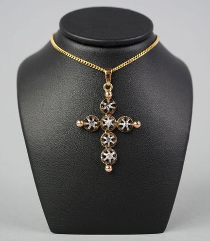 Croce provenzale in argento e oro giallo 14K (585 