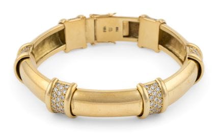Armband 750-Gelbgold, Brillanten zus. 3,07 ct, top