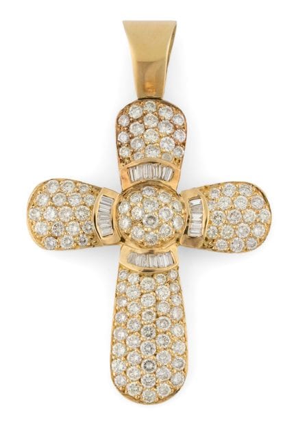 Colgante en forma de cruz de oro amarillo de 750, 