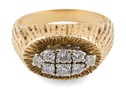 Ring mit Meistermarke 750-Gelbgold, acht Brillante