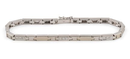 Armband 585-Weißgold, neun Brillanten. L 19 cm, 16