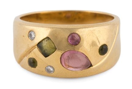 Anello con marchio di garanzia in oro 750, brillan