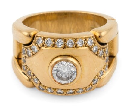 Ring mit Meistermarke 750-Gelbgold, Brillant 0,60 