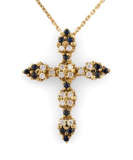 Cruz del amor eterno con cadena de oro amarillo de