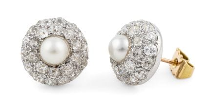 A pair of stud earrings in 750 yellow gold and pla