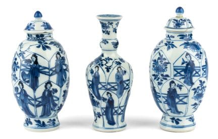 Juego de tres jarrones. China, Kangxi (1661-1722).