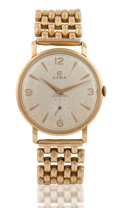 Men's wristwatch by Cyma with a 750 gold case and 