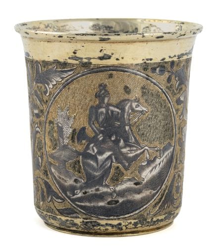 Tazza in niello   Mosca, 1840 circa. Dorata. Punzo
