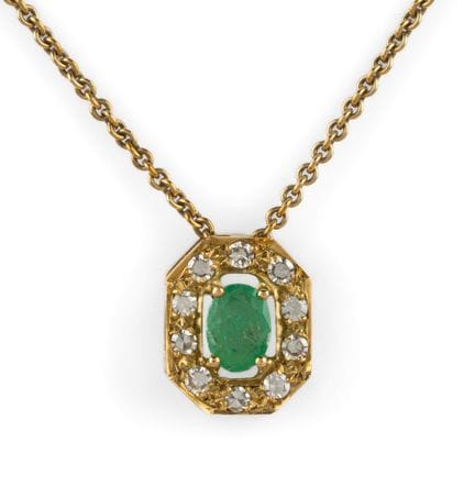 Collar con colgante de esmeralda, de oro de 585 y 