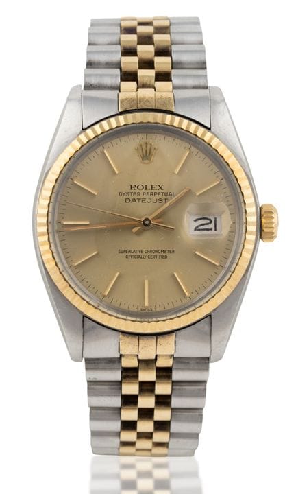 Men's Rolex Datejust wristwatch with a steel and g