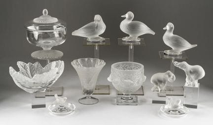 Conjunto de Lalique: 11 piezas: elefantes, patos, 