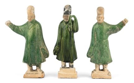 Drei Standfiguren   Ming Dynastie 1368-1644 Glasie