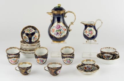 Kaffeeservice, 22 Teile   Meissen 19. Jhdt. Kobalt